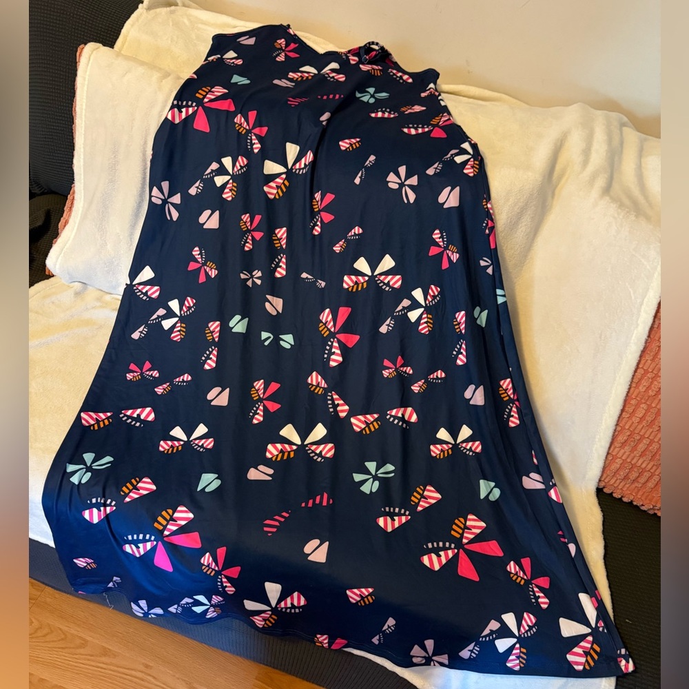 Navy Blue Bow Print Maxi